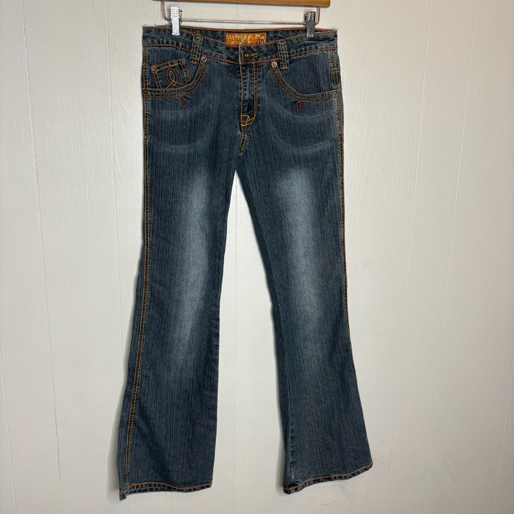 VTG Y2K Apollo Bootcut Jeans Juniors 5/6 Blue Low Rise Nostalgic Grunge Pop-Punk
